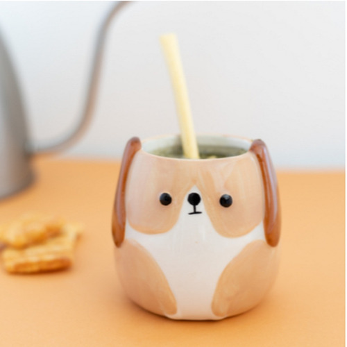 Imagen 2 de 2 de Mate De Ceramica Perrito Con Bombilla
