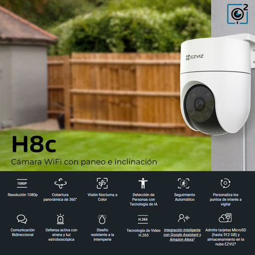 Combo X3 Camara Ezviz H8c 360 Full Hd Exterior Wifi