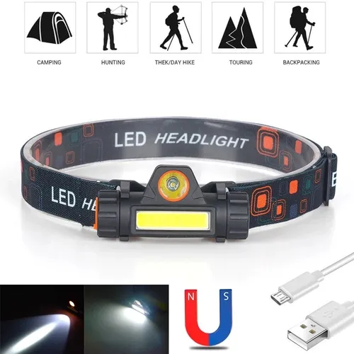 Lanterna Cabeça Capacete Recarregavel Led T6 + 1 Led 2 Em 1 Cor Da Lanterna Preto Cor Da Luz Amarelo