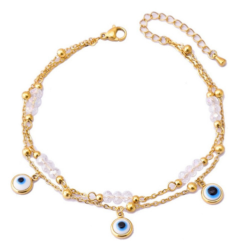 T Tobillera 26 Cm Mujer Ojo Turco Enchapado En Oro
