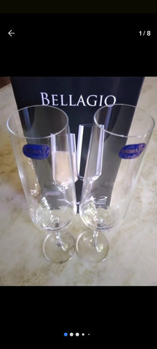 Copas Cristal Bohemia, Champagne, Bellagio, Dos,en Caja