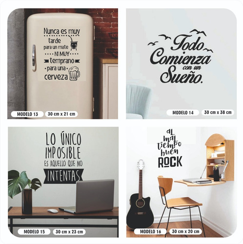 Imagen 3 de 10 de Vinilo Decorativo Frases Pared Vidrio Heladera Espejo Puerta