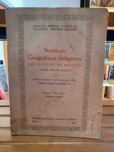 Nombres Geográficos Indígenas Estado De México Ángel Garibay