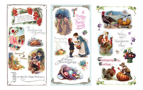 Decoupage Pack Papel 12 hoja A4 8 X11  Thanksgiving Day