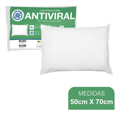 Capa Protetora De Travesseiro Antiviral 50x70cm Com Zíper