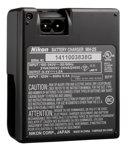 Imagen 2 de 4 de Cargador Baterías Recargables Nikon Mh-25
