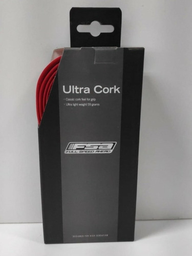 Fita De Guidão Speed Fsa Ultragel Cork Vermelho Logo Relevo