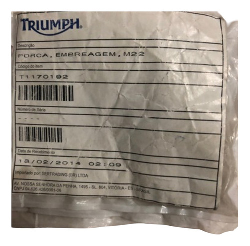 Porca Embreagem 22mm Triumph Original T1170192