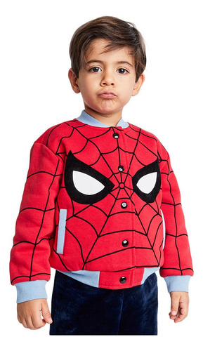 Sudadera Abierta Boton Spiderman Marvel Dono Rojo Para Bebe