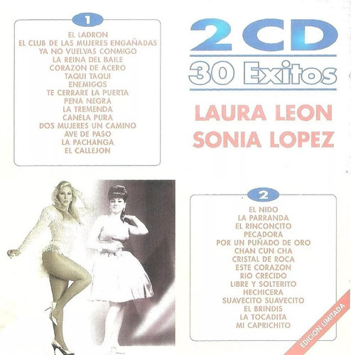 Laura León / Sonia López 30 Éxitos | 2 Cds. Nuevo