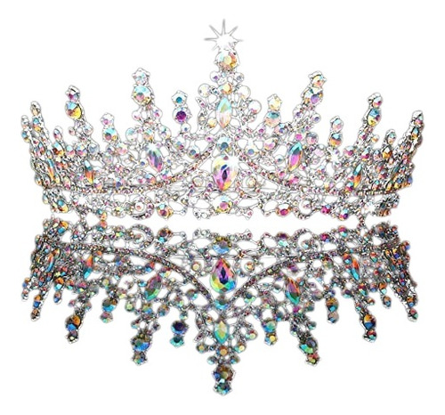 Corona Tiara De Novia Quinceañera Cristales Ab Plateado