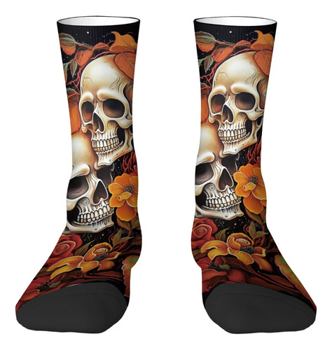 1 Par De Calcetines Redondos Unisex Con Estampado De Dos Cal