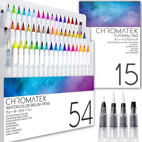 Kit De Acuarelas Con Tutoriales De Video Chromatek 54 Bolí