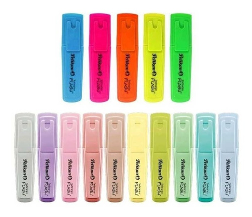 Estuche De 15 Resaltadores Pelikan Flash 10 Pastel + 5 Fluo