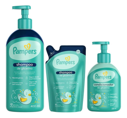 Kit 3 Und. Shampoo + Condicionador + Refil -  Pampers