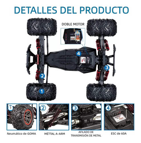 Hoshi N516 Vehículo Todoterreno De Alta Velocidad 2 Baterías Color Azul Personaje No