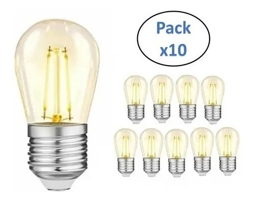 Imagen 1 de 6 de Pack X10 Ampolleta Vintage 2w E27 Filamento Luz Calida