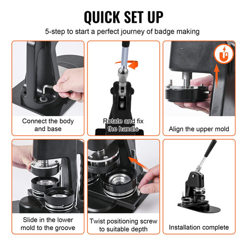 Kit De Prensa Perforadora Button Maker Machine Vevor De 1+2.