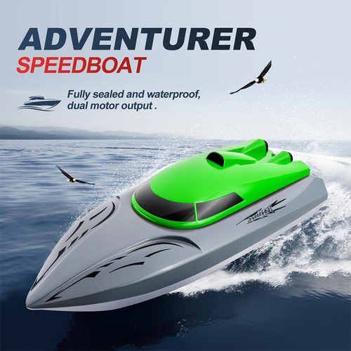 Barco De Carreras Rc A Prueba De Agua 20 Km / H Motor Verde
