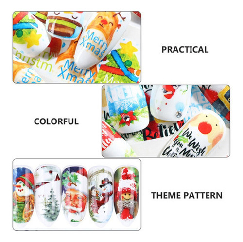 Mj A 6 Hojas De Pegatinas Navideñas For Uñas, Muñeco De