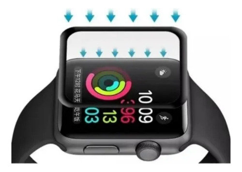 Pulsera y película 3D para Apple Watch de 38 mm, 40 mm, 42 mm, 44 mm, sin color negro, 38 mm de ancho