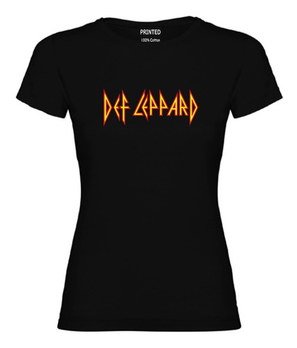 Polera Mujer Algodón Estampado Def Leppard