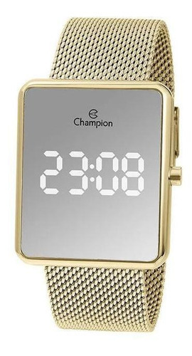 Relógio Feminino Dourado Champion Digital Quadrado Cor da correia Prata Cor do bisel Prata Cor do fundo Espelhado