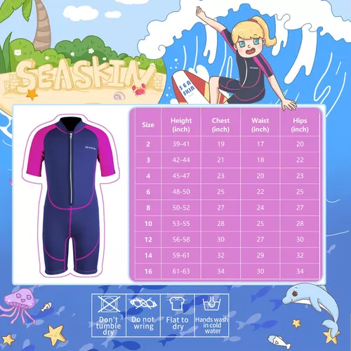 Traje de neopreno de manga larga para niños, traje de neopreno de 0.079  pulgadas, traje de neopreno corto para niños y niñas. Nadar, surfear,  jugar.