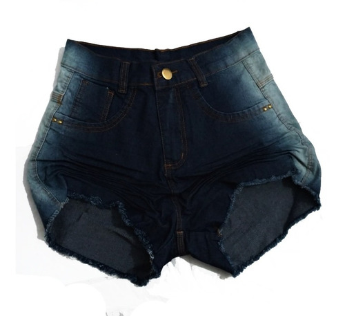 Shorts Jeans Salmão Cos Alto Moda Desfiada Hot Pants St012