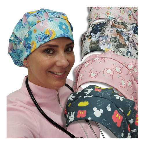 Kit 4 Touca Cirurgica Bandana Dentista Gorro Veterinária