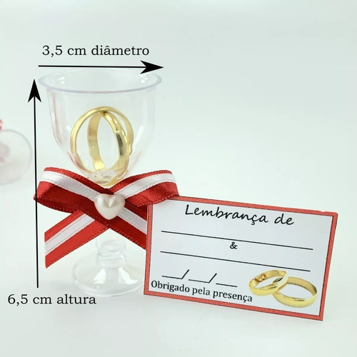 Lembrancinha Casamento Tacinha Aliancinhas - Cores - 50 Unid