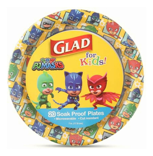 Glad For Kids 7 Inch Pj Masks Comics Paper Plates, 20 Ct |