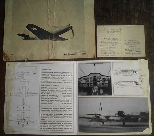 Aviação: Folder Embraer, Postal Dc4, Bell P39, Apostila Bac