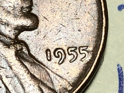 Moneda 1 Centavo Americano Error Acuñacion 1955 Doble Dia (Usado)