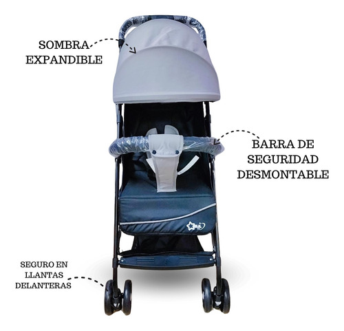 Carriola Con Porta Bebé Para Automóvil Gris Negro