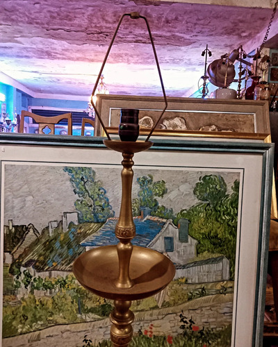 Antigua Lámpara De Pie De Bronce Hindú (Usado)