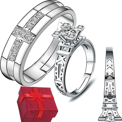 Anillos Plata 925 Corazón Ajustable Mujer Compromiso Pareja