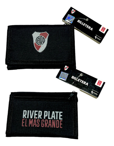Billetera River Plate En Tela Todo Terreno El Mas Grande. Color Negro