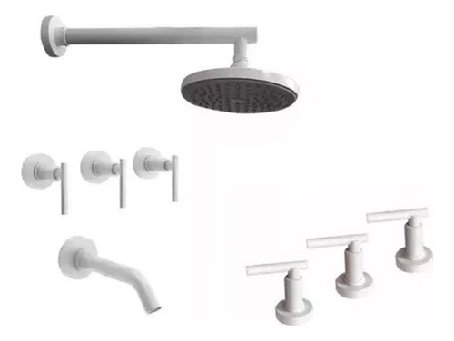 Combo Set Griferia Ducha Bidet Trovani White Soho Mate