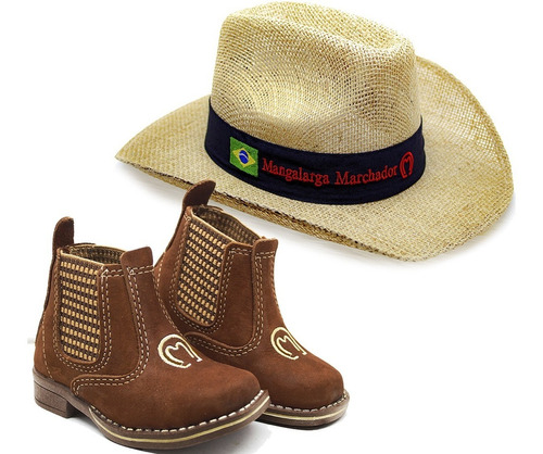 Chapeu Infantil Mangalarga + Bota Country Cowboy - F Gratis