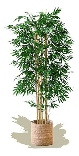 Árbol De Bambú Artificial  6ft, Tronco Natural Y Hojas Reali