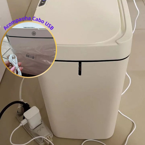 Lixeira Automática Com Sensor Inteligente Usb 14 Litros