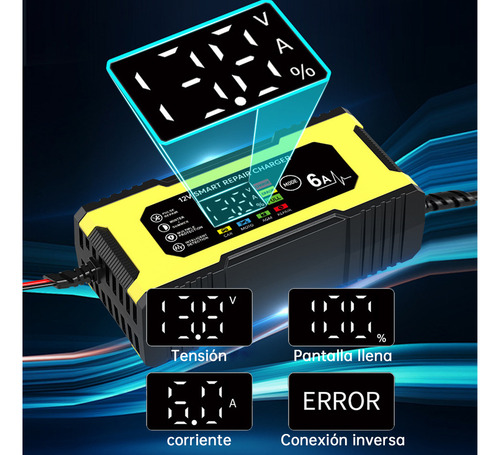 12V 6A Cargador Rápido Inteligente para carro moto aparatos para cargar baterias 12v de carros y motos cargador inteligente bateria 12v 6A cargador de bateria auto
