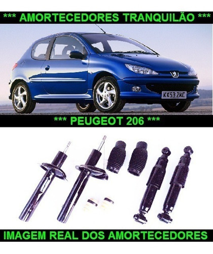 4 Amortecedores + 2 Molas + 2 Kit Batente Peugeot 206