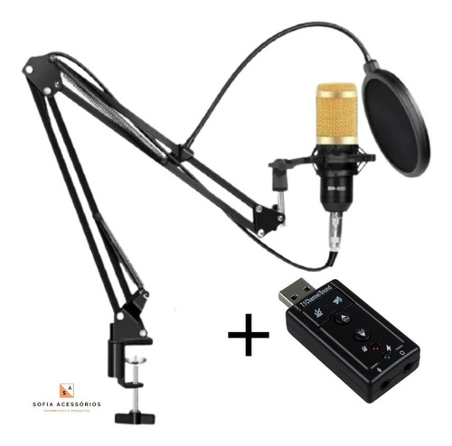 Microfone Condensador Podcast Bm-800 + Adap Usb Promoção!