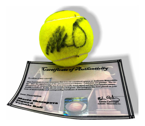 Pelota D Tenis Autografiada Por María Sharapova Certificada Amarillo (Usado)