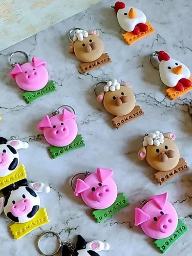 Llaveros Souvenirs Animalitos De Granja Con Nombre 25 Uni