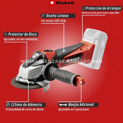 Amoladora Angular Inalámbrica TE-AG 18 Li Solo - Herramientas Einhell