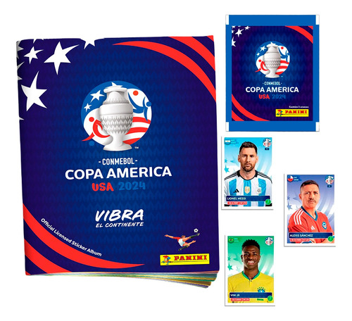 Album + Figuritas Copa America Usa 2024 X10 Sobres 