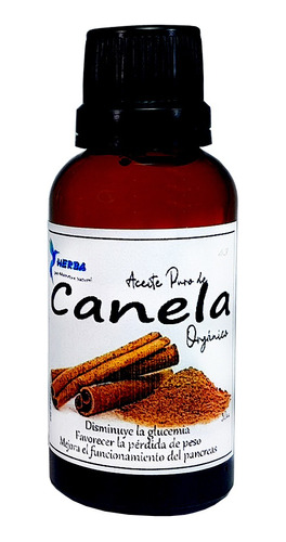 Aceite Herba De Canela 30ml Orgánico En Vidrio Con Gotero